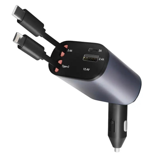 4 in 1 Car Charger | 120W | Multi Charging Cable, USB Fast Charging Adapter for Android & iPhone